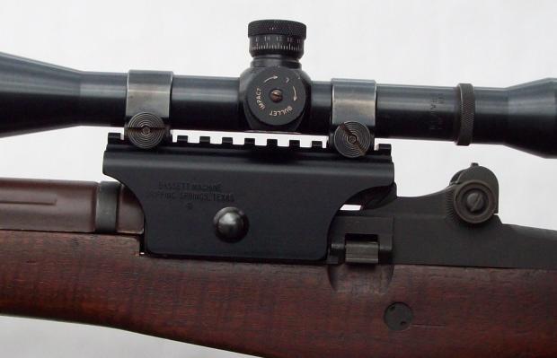 Bassett M14/M1A Picatinny Rail Scope Mount - mounted with Weaver Low Rings